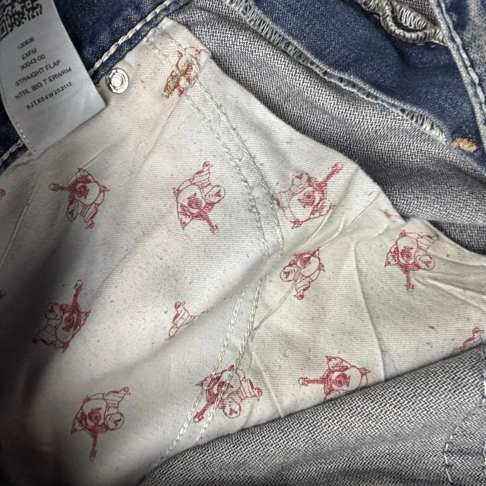 True Religion World Tour Straight Leg Jeans Mens 38 Blue Flap Pocket